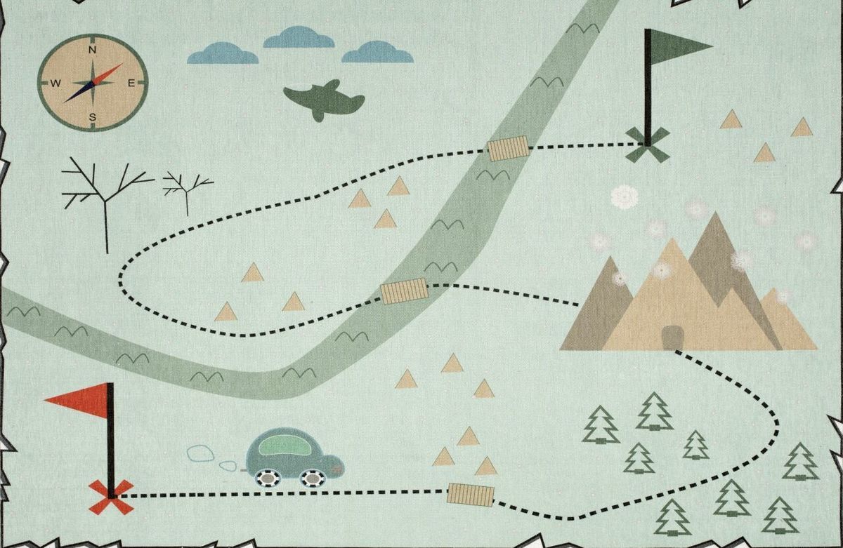 Koberec LIVONE Treasure map 23700-0 140x190 cm zelená - obrázek 1
