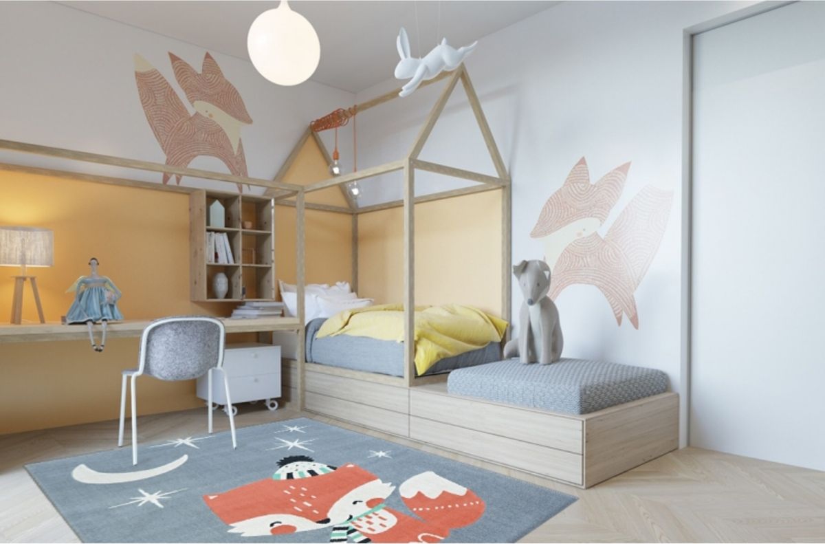 Koberec Ourbaby Fox 22577-0 obdélník 120x170 cm bílá oranžová - obrázek 1