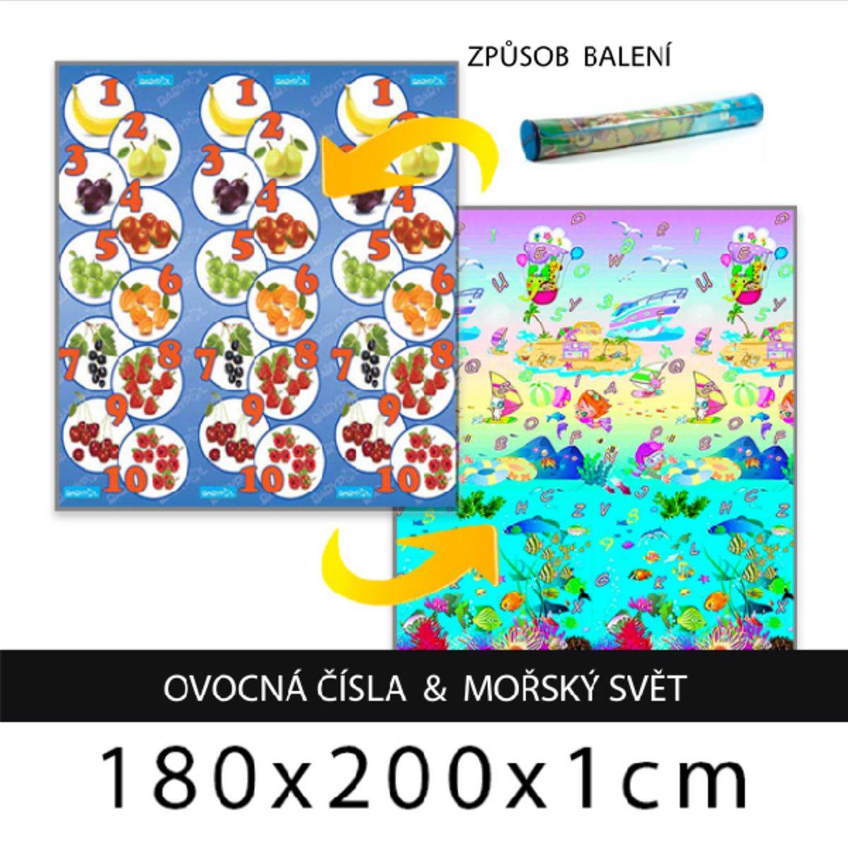 Pěnový koberec Ourbaby Fruit number obdélník 180x200 cm červená modrá - obrázek 1