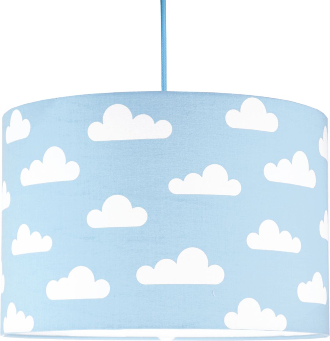 Textilní závěsná lampa Obláčky - modrá - obrázek 1