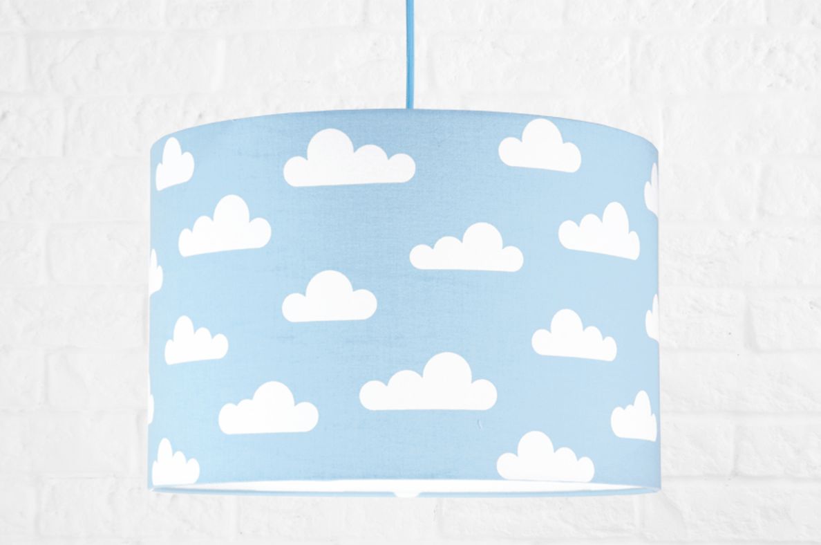 Textilní závěsná lampa Obláčky - modrá - obrázek 2