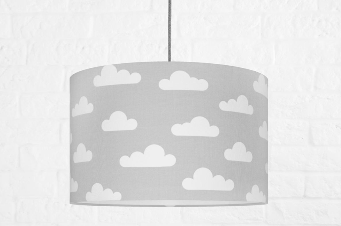 Textilní závěsná lampa Obláčky - šedá - obrázek 2