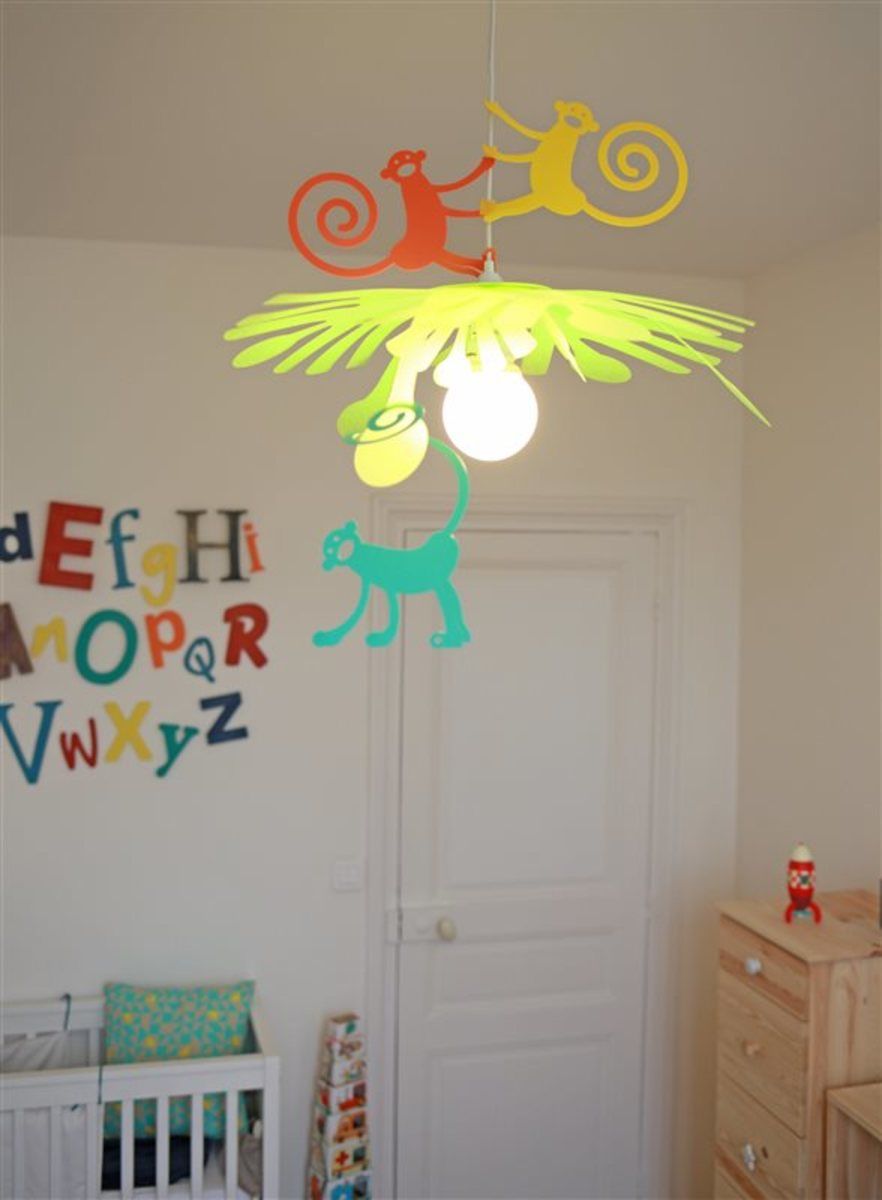 Dětská lampa opičky růžová - obrázek 2
