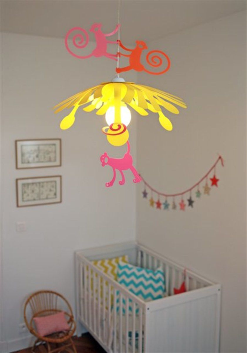 Dětská lampa opičky růžová - obrázek 4