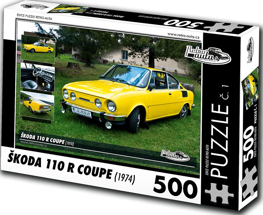 RETRO-AUTA© Puzzle č. 01 - ŠKODA 110R COUPE (1974) 500 dílků - obrázek 1