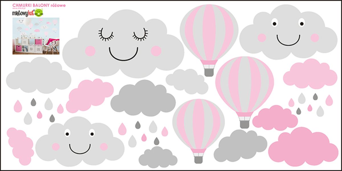 Samolepka na zeď Mint Kitten Clouds 6610-0, 210x120 cm - obrázek 2