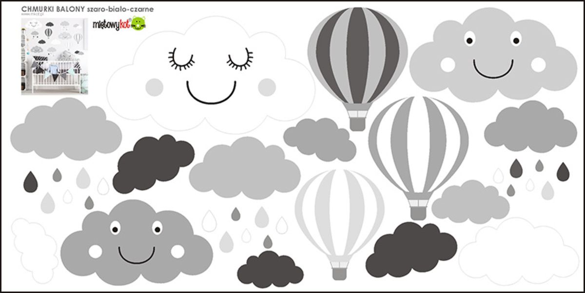 Samolepka na zeď Mint Kitten Clouds 6608-0, 210x120 cm - obrázek 3