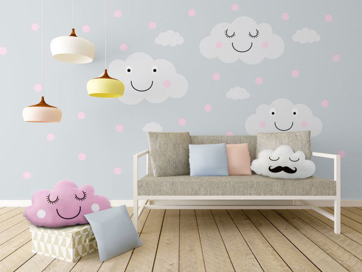 Samolepka na zeď Mint Kitten Clouds Dots 6071-0, 47 ks - obrázek 2