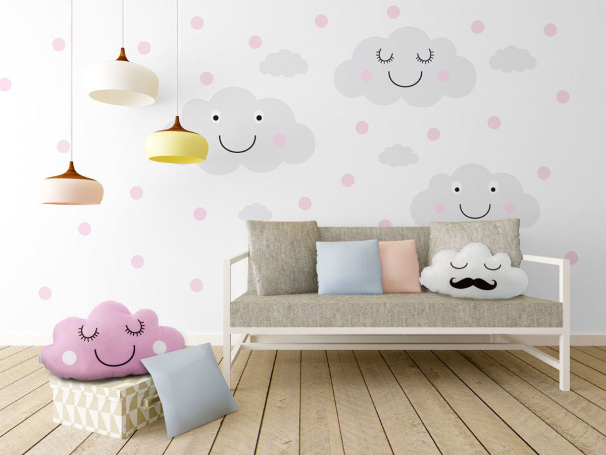 Samolepka na zeď Mint Kitten Clouds Dots 6071-0, 47 ks - obrázek 4
