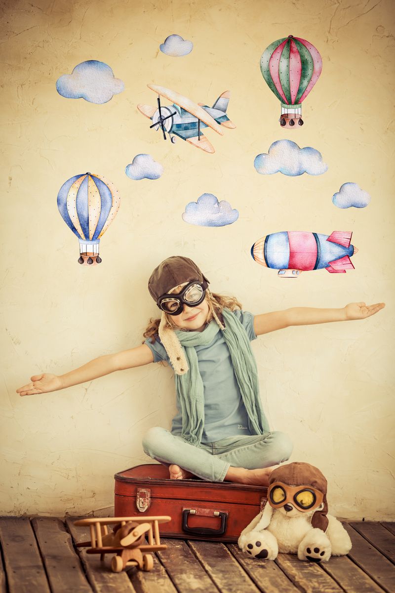 Samolepka na zeď Mint Kitten Balloons and airplanes 20499-0, - obrázek 1
