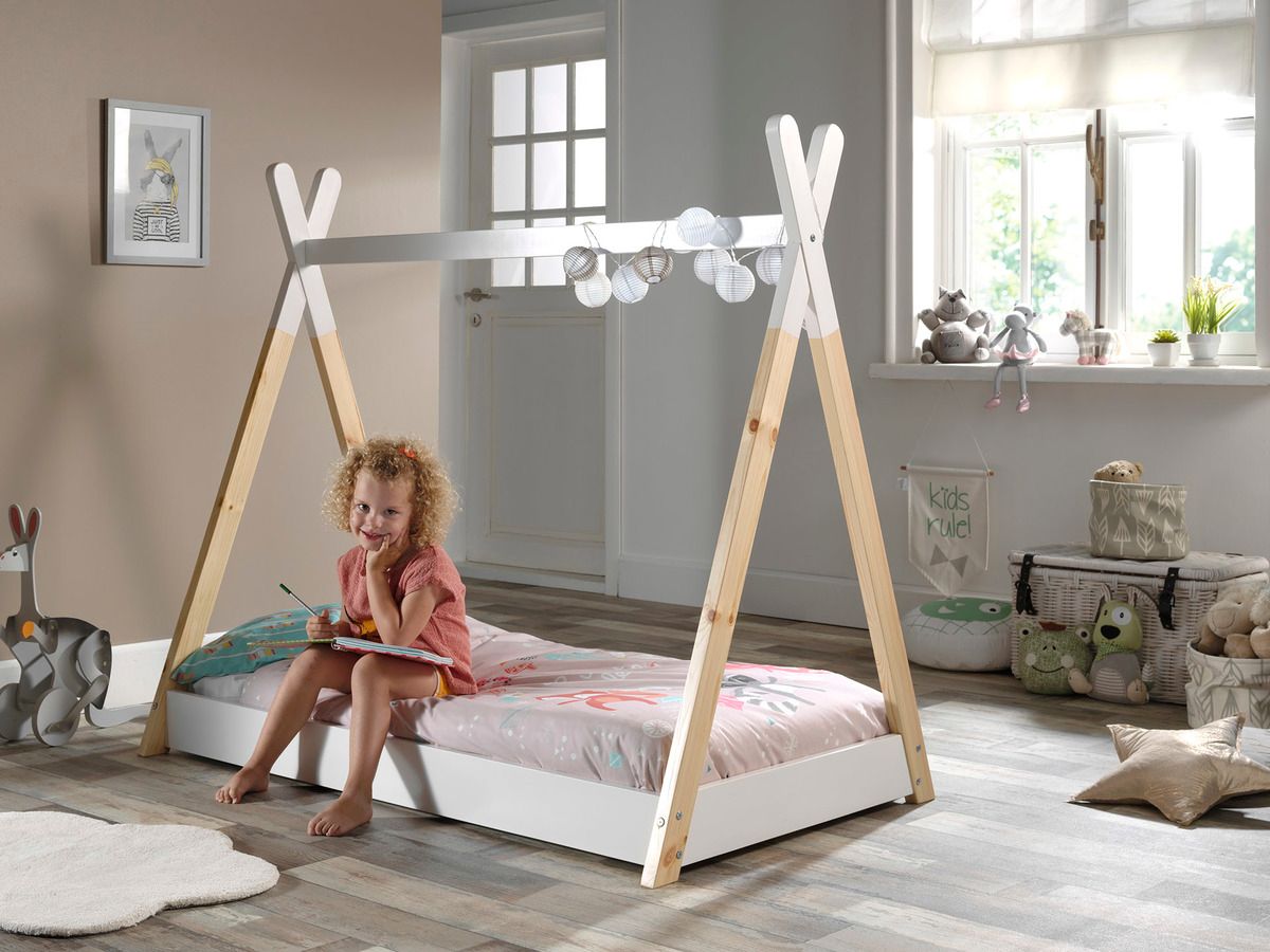 Dětská postel VIPACK FURNITURE Teepee přírodní bílá 140x70 cm - obrázek 1