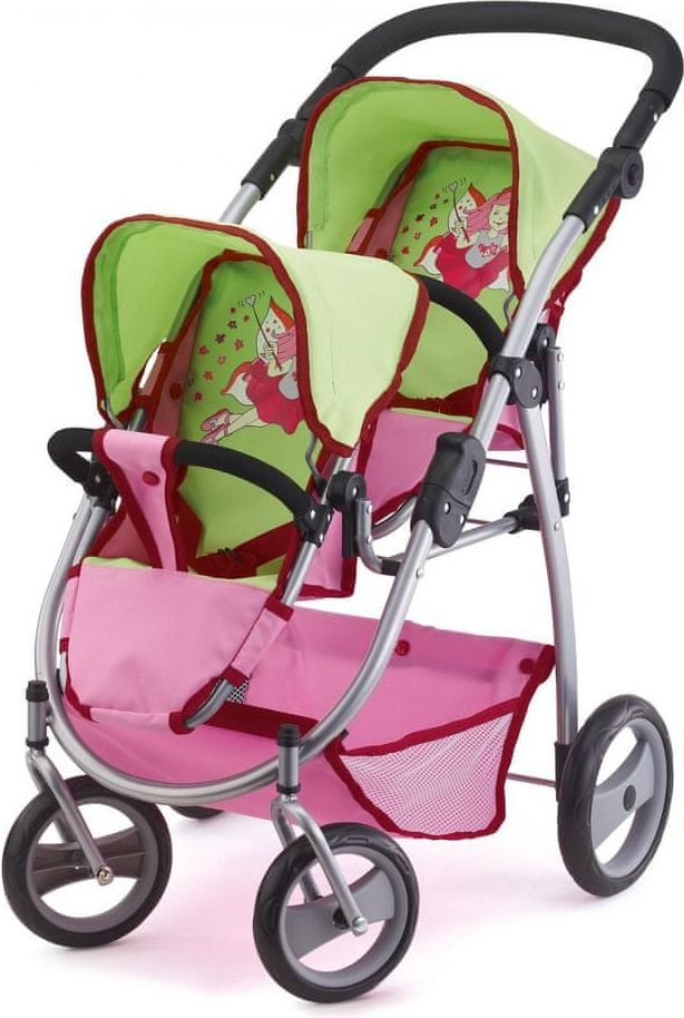 Bayer Design Kočárek Twin Jogger růžová/zelená - obrázek 1