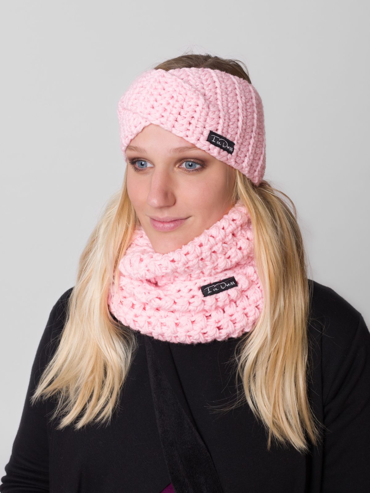 Háčkovaná čelenka IceDress TWIST Sweet Pink Velikost: Dětská: 50-52 cm - obrázek 1
