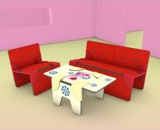 Dollswalls Nábytek pro panenky - obývací pokoj se sedačkou - obrázek 1