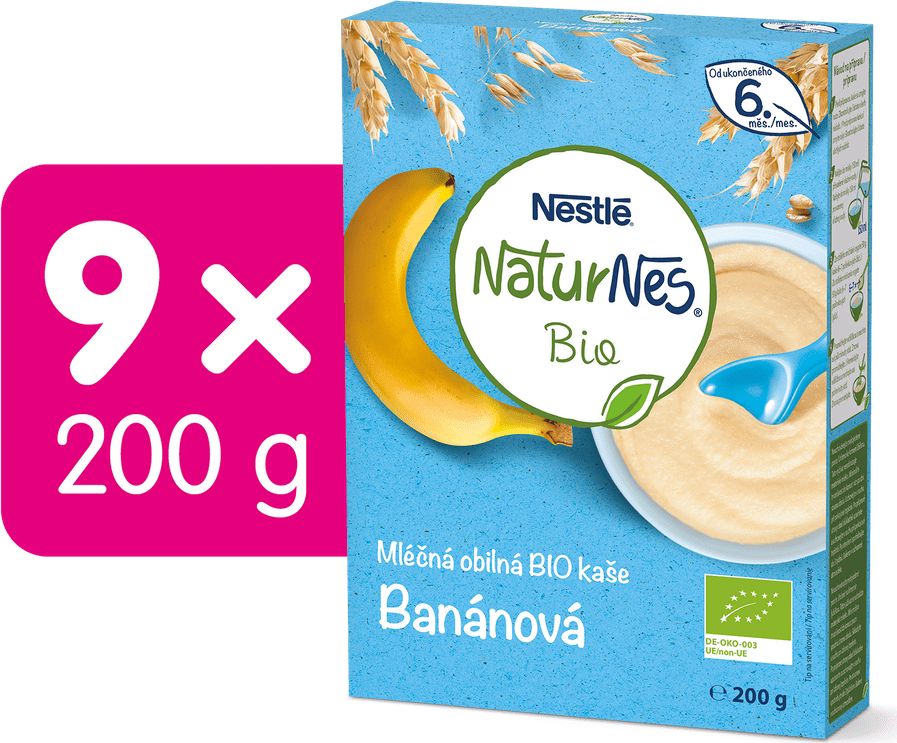 Nestlé Naturnes BIO mléčná kaše Banánová 9x200 g - obrázek 1