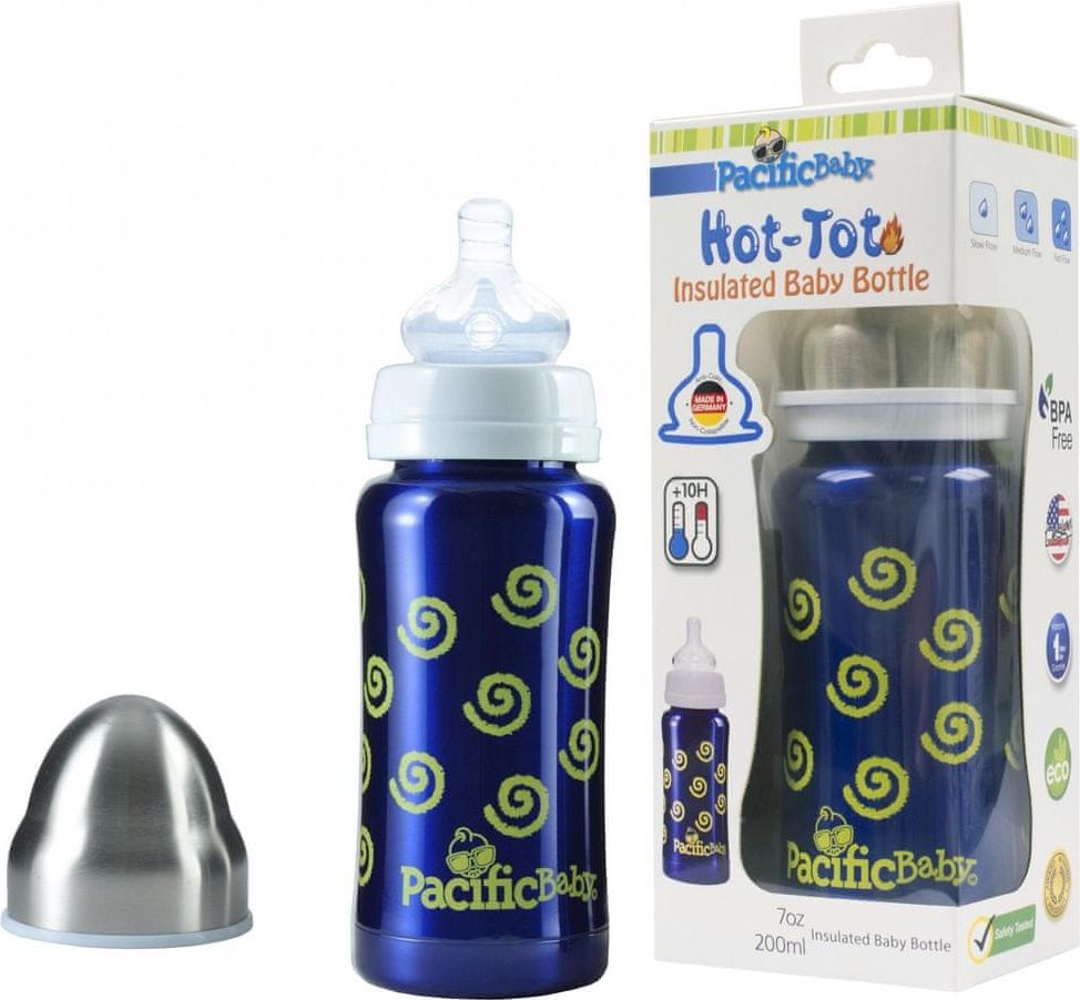 Pacific Baby Hot-Tot termoska 200 ml, Modrá - spirálky - obrázek 1