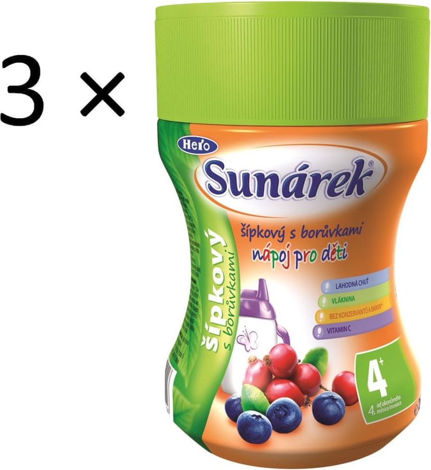 Sunárek Instantní nápoj Dobré ráno, šípek-borůvka, 3×200g - obrázek 1