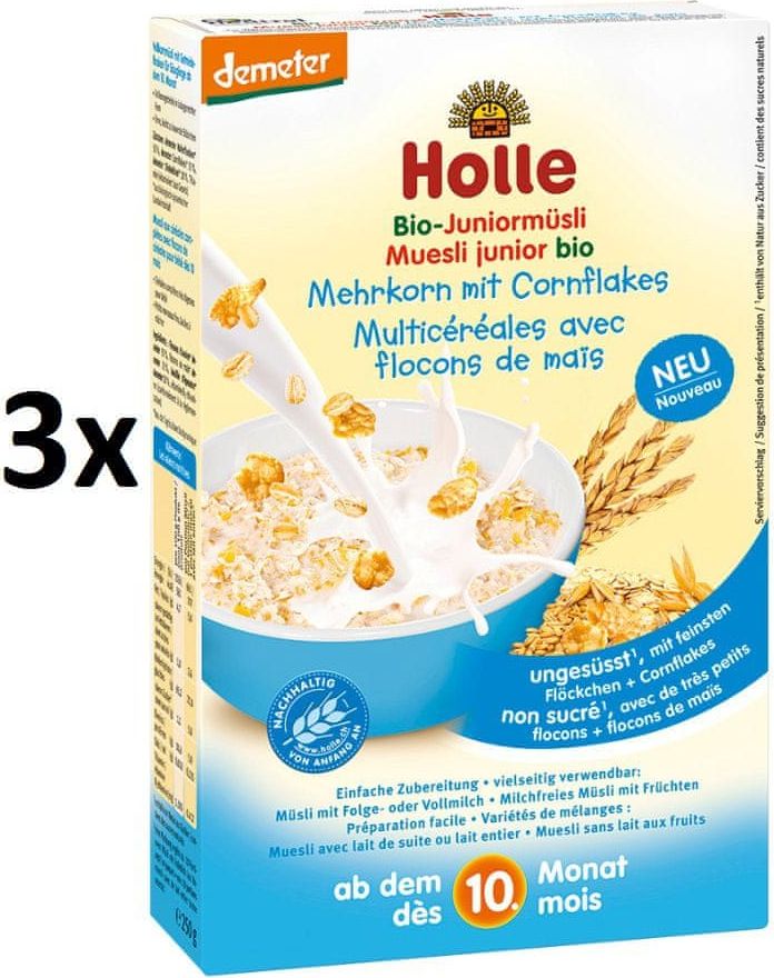 Holle Bio Junior celozrnné müsli s obilnými vločkami - 3 x 250g - obrázek 1