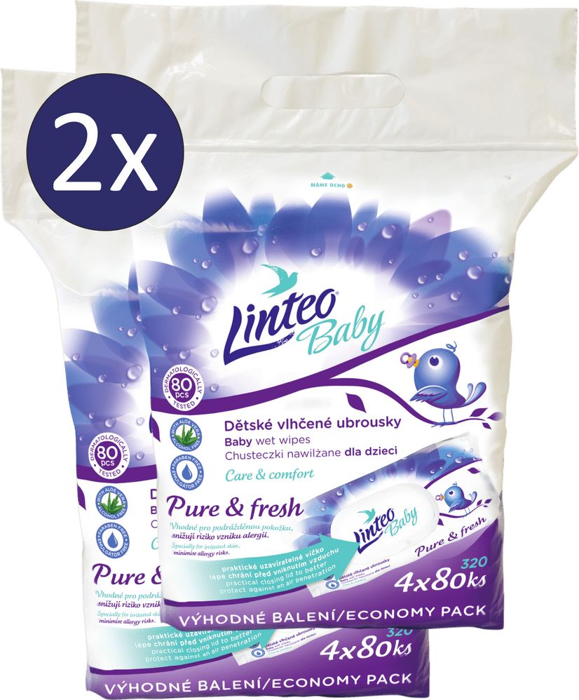 LINTEO Baby Ubrousky Pure and Fresh 8x80 ks - obrázek 1