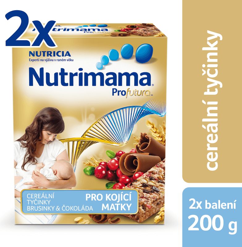 Nutrilon Nutrimama Cereální tyčinky brusinka/čokoláda 2 × 200 g - obrázek 1