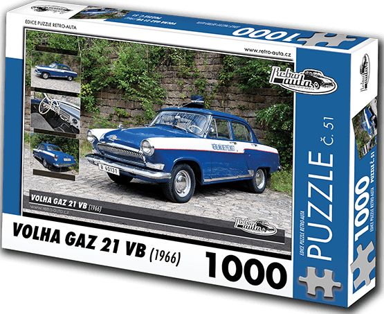 RETRO-AUTA© Puzzle č. 51 - VOLHA GAZ 21 VB (1966) 1000 dílků - obrázek 1