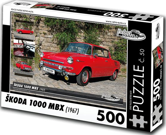 RETRO-AUTA© Puzzle č. 50 - ŠKODA 1000 MBX (1967) 500 dílků - obrázek 1