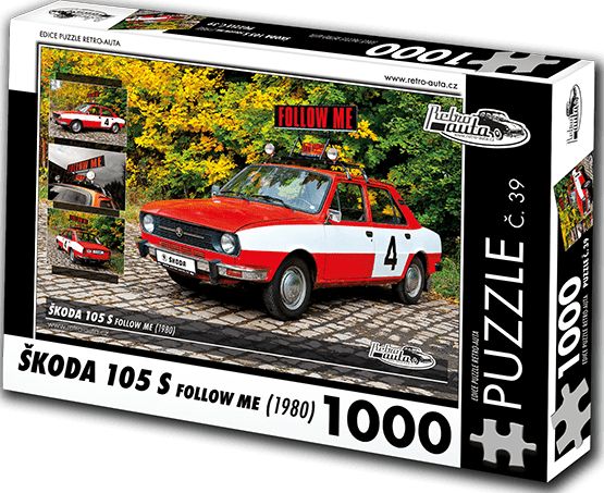 RETRO-AUTA© Puzzle č. 39 - ŠKODA 105 S FOLLOW ME (1980) 1000 dílků - obrázek 1