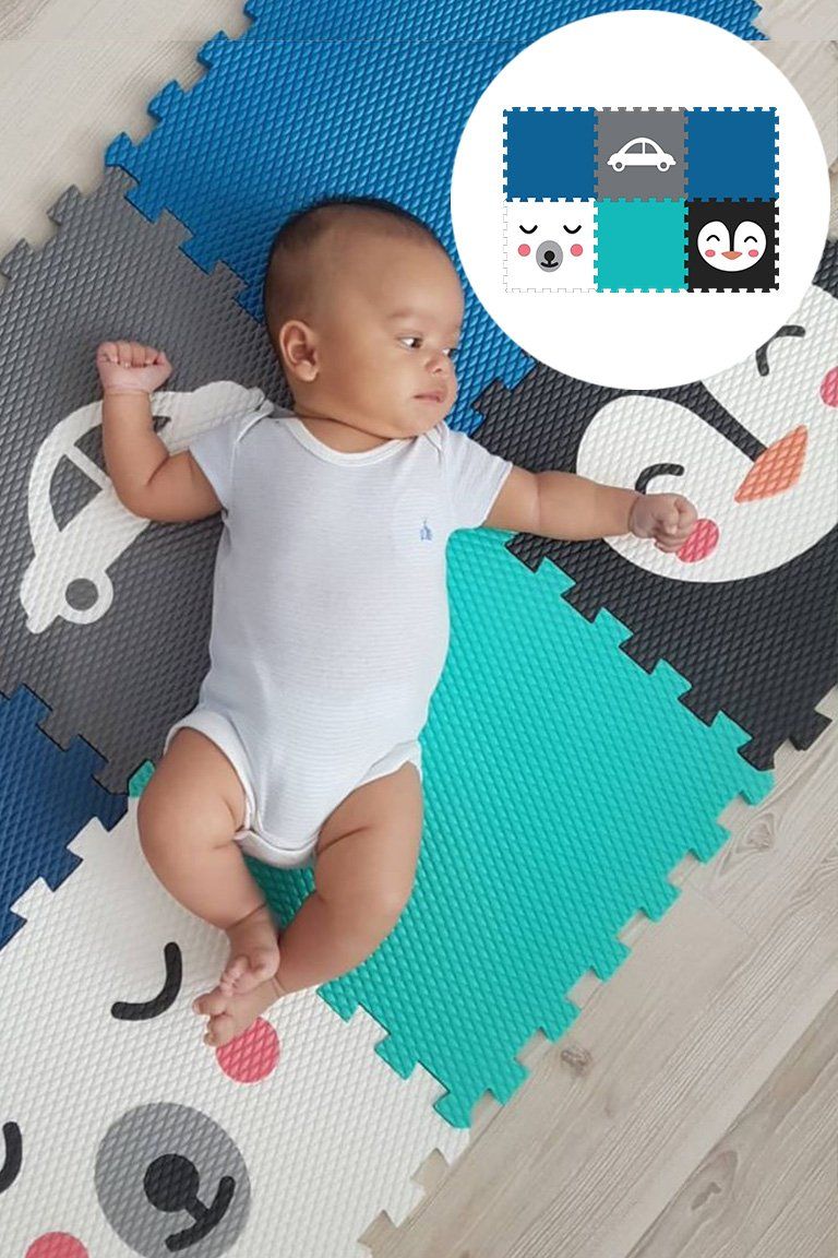 MINIDECKFLOOR PĚNOVÉ PUZZLE 6 DÍLŮ - MEDVĚD, TUČŇÁK A AUTO - obrázek 1