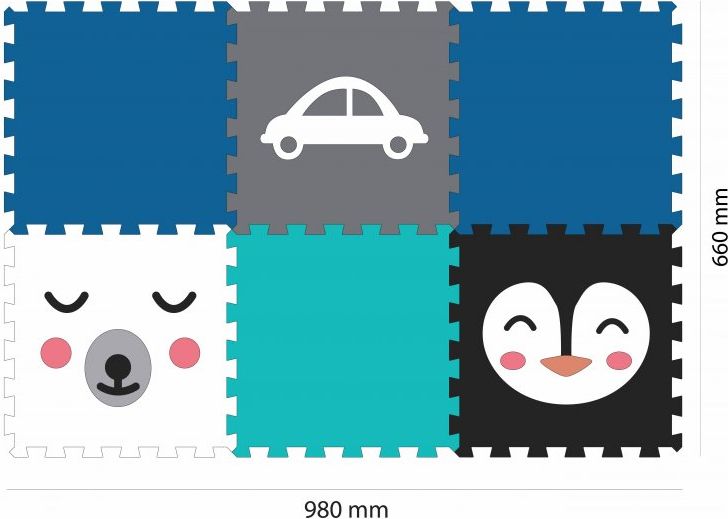 MINIDECKFLOOR PĚNOVÉ PUZZLE 6 DÍLŮ - MEDVĚD, TUČŇÁK A AUTO - obrázek 2