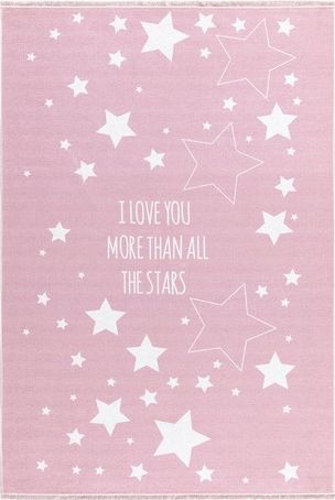 DĚTSKÝ KUSOVÝ KOBEREC 100x160 cm LOVE YOU STARS RŮŽOVÝ - obrázek 1