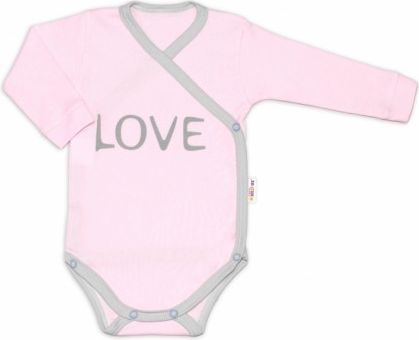 Baby Nellys Body dlouhý rukáv Love - zapínání bokem, růžové, Velikost koj. oblečení 74 (6-9m) - obrázek 1