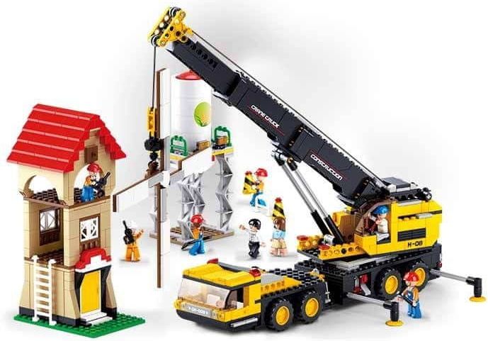 Sluban Sluban Town Stavitelé M38-B0553 Teleskopický jeřáb s mlýnem a silem - obrázek 1