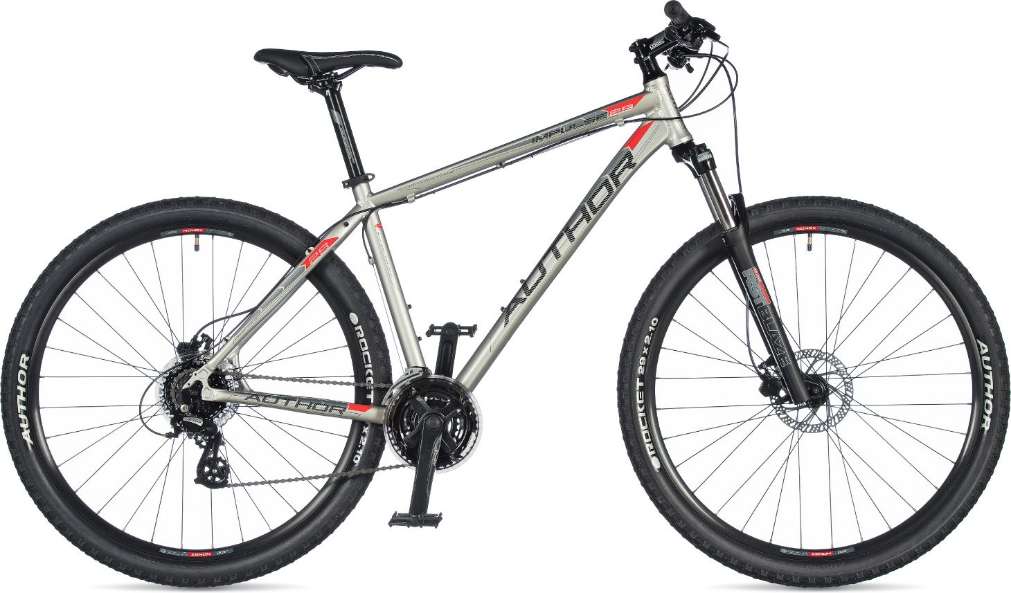 Author Impulse 29 2020 21" stříbrná/červená/černá Mtb XC - obrázek 1