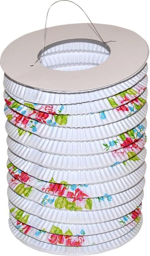 Wiky Wiky Lampion válec bílá s květy 15 cm - obrázek 1