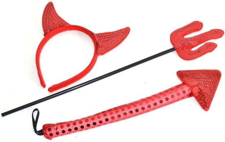 Wiky Wiky Čertí karneval set - uši, ocas, hůl - obrázek 1