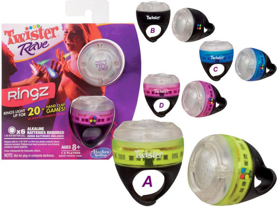 Hasbro Games Twister rave taneční světelné a barevné prstýnky - obrázek 1