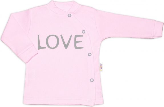 Baby Nellys Bavlněná košilka Love zapínání bokem - růžová, vel. 68 - obrázek 1