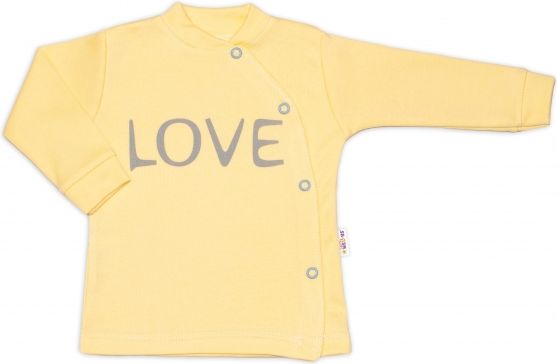 Baby Nellys Bavlněná košilka Love zapínání bokem - žlutá, vel. 68 - obrázek 1