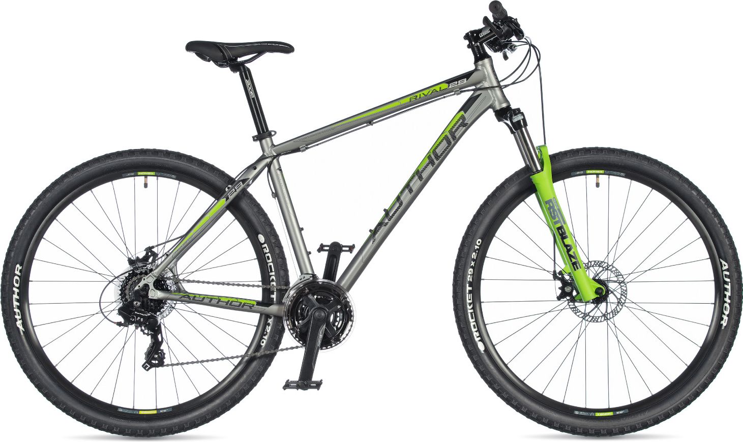 Author Rival 29 2020 17" stříbrná-matná/zelená Mtb XC - obrázek 1