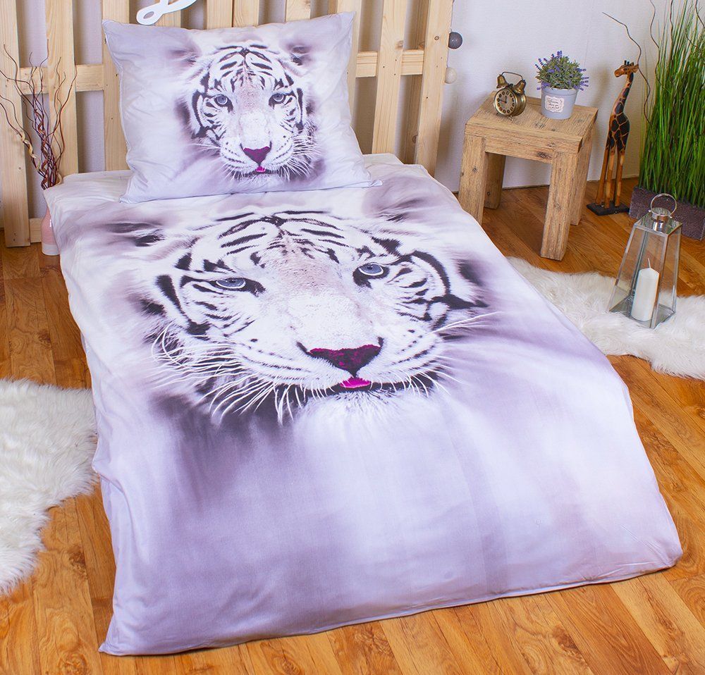 TopProsteradla.cz 3D Povlečení 140x200+70x90 White tiger II - obrázek 1