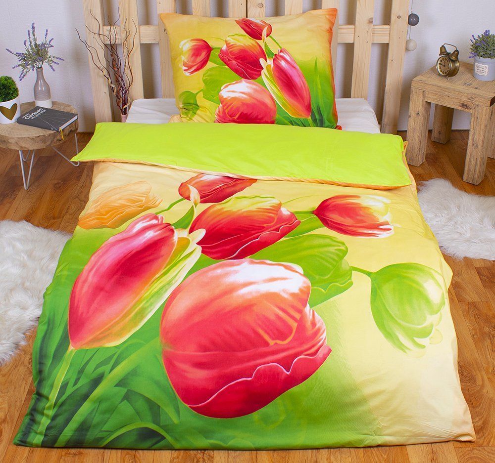 TopProsteradla.cz 3D povlečení 140x200 + 70x90 - Tulipány - obrázek 1