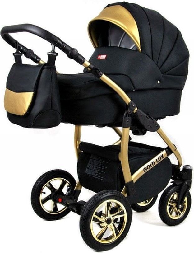 Sun Baby Kombinovaný kočárek 3v1 Raf-pol Gold LUX onyx - obrázek 1