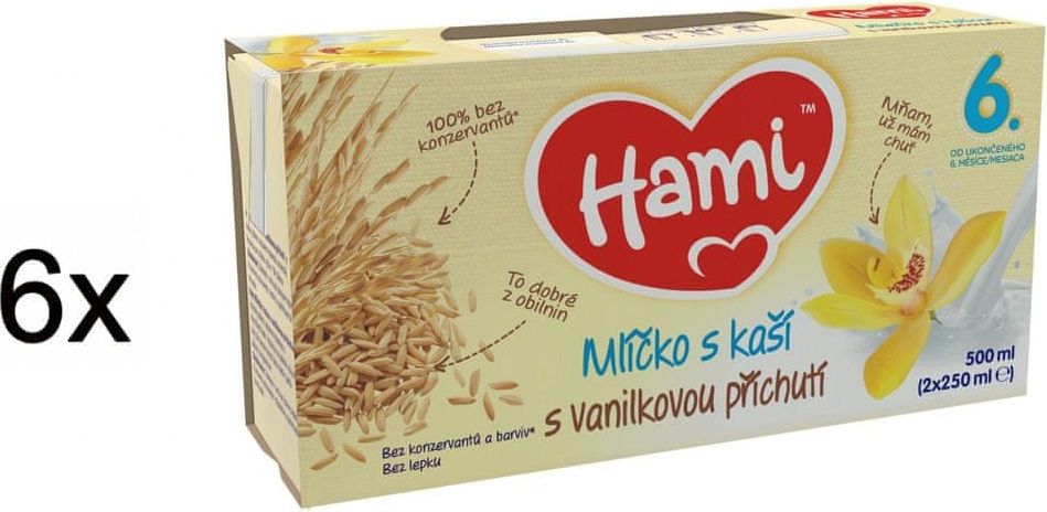 Hami Mlíčko s kaší vanilkové - 6 x (2x250ml) - obrázek 1
