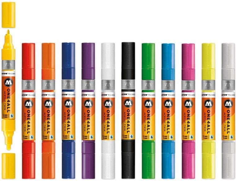 MOLOTOW™ ONE4ALL™ Acrylic Twin Main-Kit 1 12ks PP Box - Main-Kit 1 12ks - obrázek 1