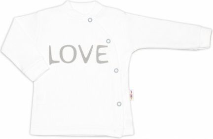 Baby Nellys Bavlněná košilka Love zapínání bokem - bílá, Velikost koj. oblečení 68 (4-6m) - obrázek 1