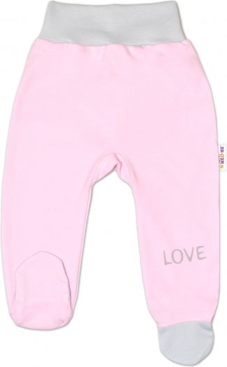 Baby Nellys Baby Nellys Kojenecké polodupačky, růžové - Love, vel. 56 - obrázek 1