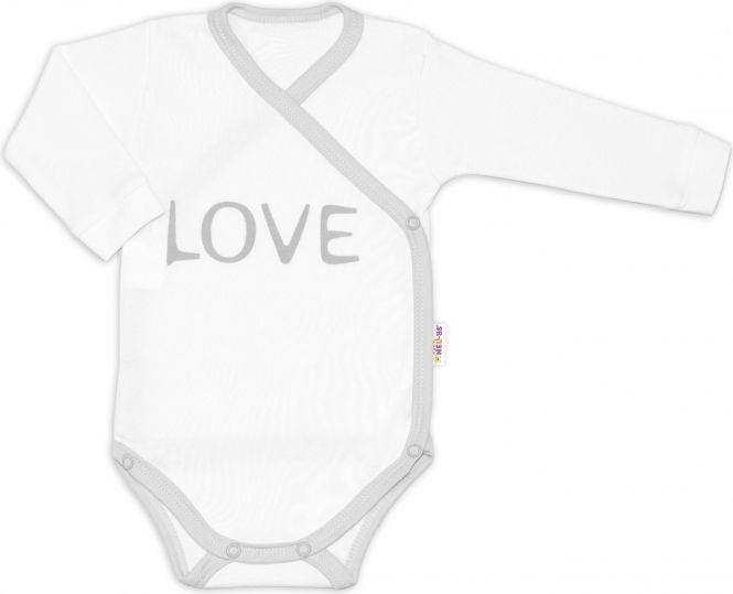 Baby Nellys Baby Nellys Body dlouhý rukáv Love - zapínání bokem, bílé, vel. 68 - obrázek 1