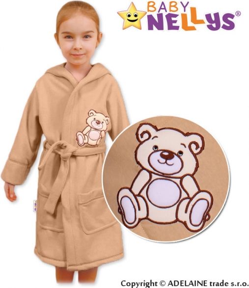 Baby Nellys Baby Nellys Dětský župan - Medvídek Teddy Bear - béžový/kávový - obrázek 1