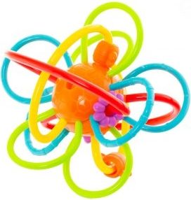 Euro Baby Edukační hračka - chrastítko - propletený míček - oranžový - obrázek 1