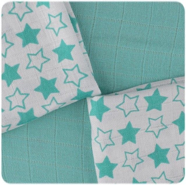 Kikko bambusové ubrousky 30x30 Little Stars Turquoise Mix - obrázek 1